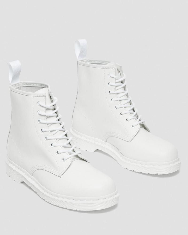 Men's Dr Martens 1460 Mono Smooth Leather Lace Up Boots White | AU 518GSO